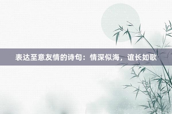 表达至意友情的诗句：情深似海，谊长如歌